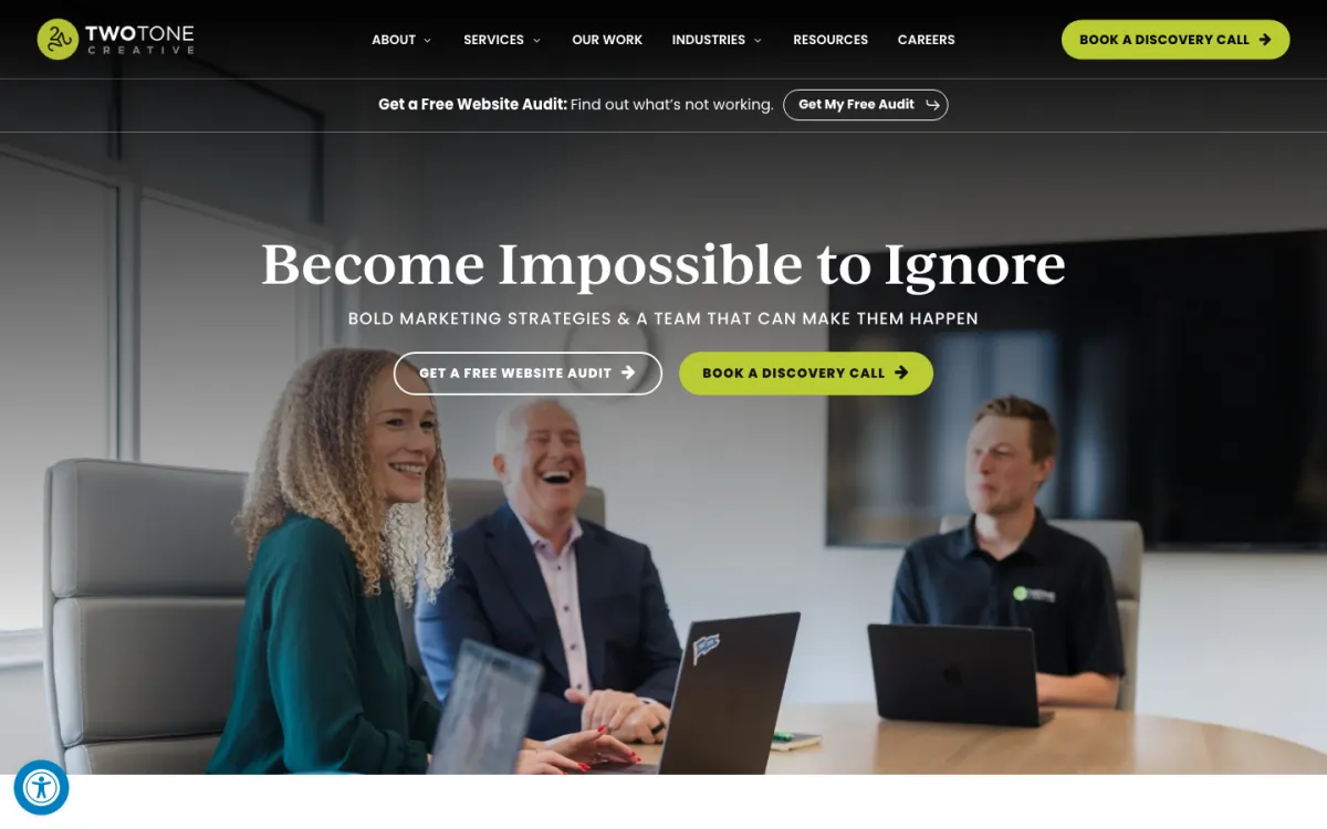 TwoTone Creative homepage, captured September 28, 2026
